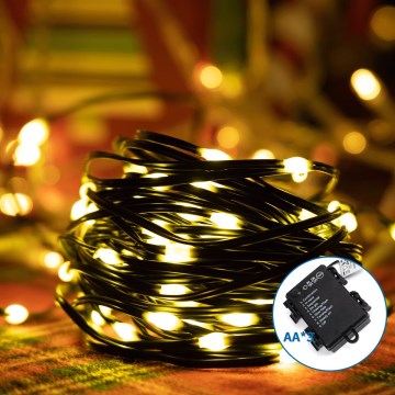 Aigostar -LED Екстериорни Коледни лампички 150xLED/8 функции 3xAA 15,3 м IP44 топло бял