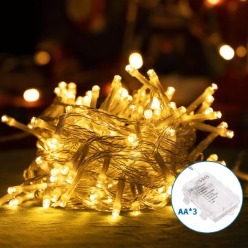 Aigostar -LED Екстериорни Коледни лампички 150xLED/8 функции 3xAA 15,3 м IP44 топло бял