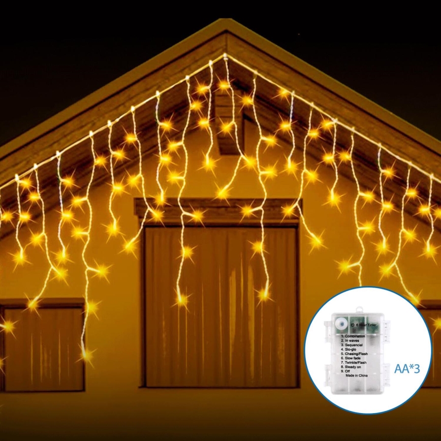 Aigostar - LED Екстериорни коледни лампички 200xLED/8 функции 13x0,6 м IP44 топло бял