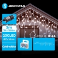 Aigostar - LED Екстериорни Коледни лампички 200xLED/8 функции 13x0,6m IP44 студено бял