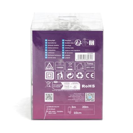 Aigostar - LED Екстериорни Коледни лампички 200xLED/8 функции 23m IP44 студено бял