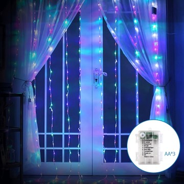 Aigostar - LED Екстериорни Коледни лампички 200xLED/8 функции 3xAA 5x2 м IP44 многоцветен