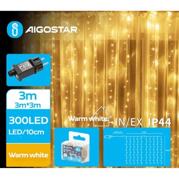Aigostar - LED Екстериорни Коледни лампички 300xLED/8 функции 6x3m IP44 топло бял