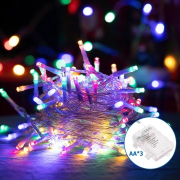 Aigostar - LED Екстериорни коледни лампички 50xLED/8 функции 3xAA 5,3 м IP44 многоцветен