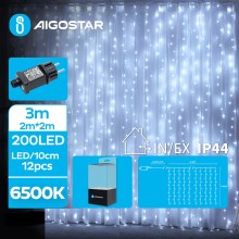 Aigostar - LED Екстериорни коледни лампички 200xLED/8 функции 5x2 м IP44 студено бял