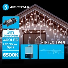 Aigostar - LED Екстериорни коледни лампички 400xLED/8 функции 23x0,6 м IP44 студено бял