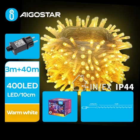 Aigostar - LED Екстериорни коледни лампички 400xLED/8 функции 43 м IP44 топло бял