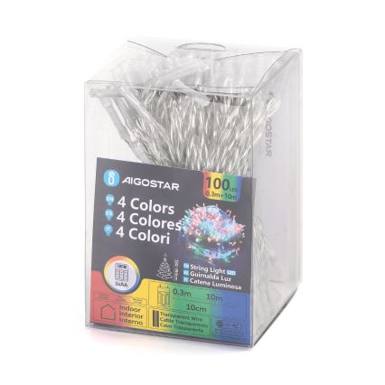 Aigostar - LED гирлянд 100xLED/3xAA 10,3m многоцветен