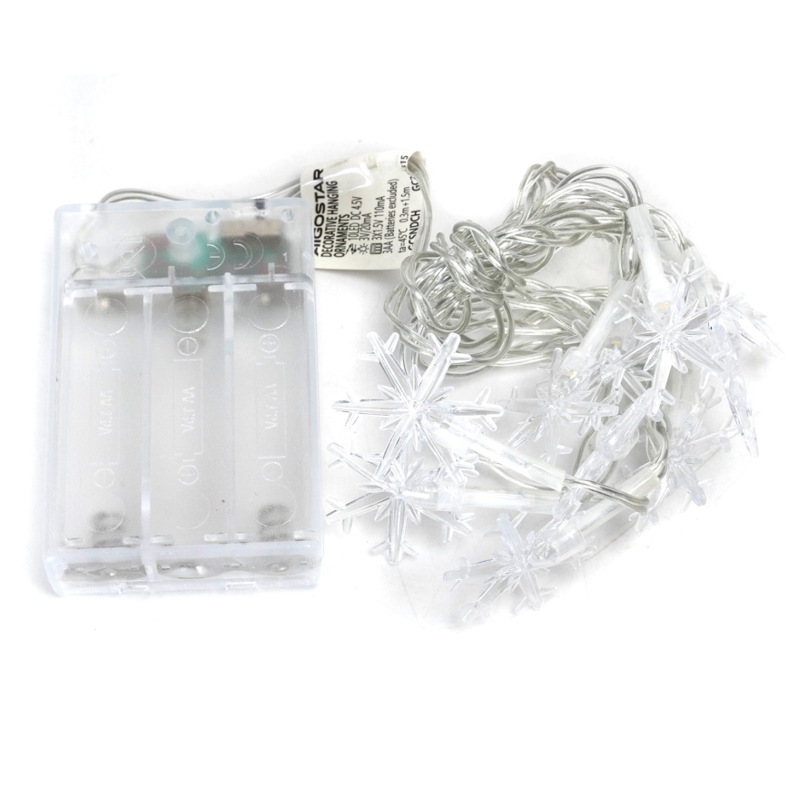 Aigostar - LED  гирлянд 10xLED/3xAA 1,5m топли бели снежинки