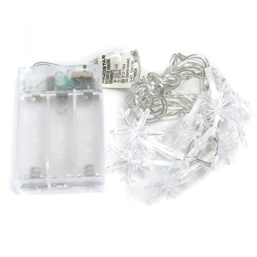 Aigostar - LED гирлянд 20xLED/3xAA 3,3m снежинки