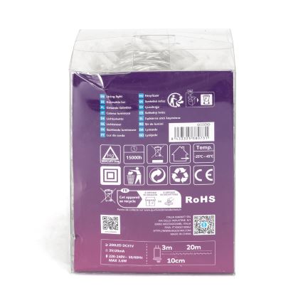 Aigostar - LED гирлянд за външна употреба 200xLED/8 режима 23m IP44 топла бяла светлина