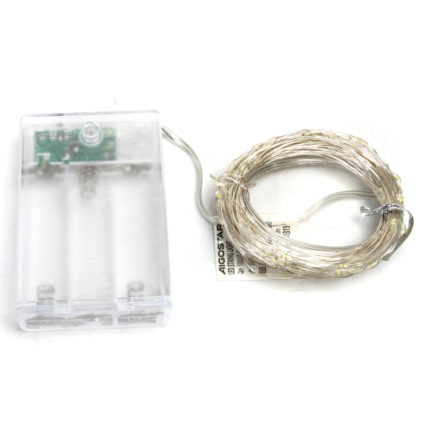 Aigostar - LED  гирлянда 100xLED/3xAA 10,3m студено бяла