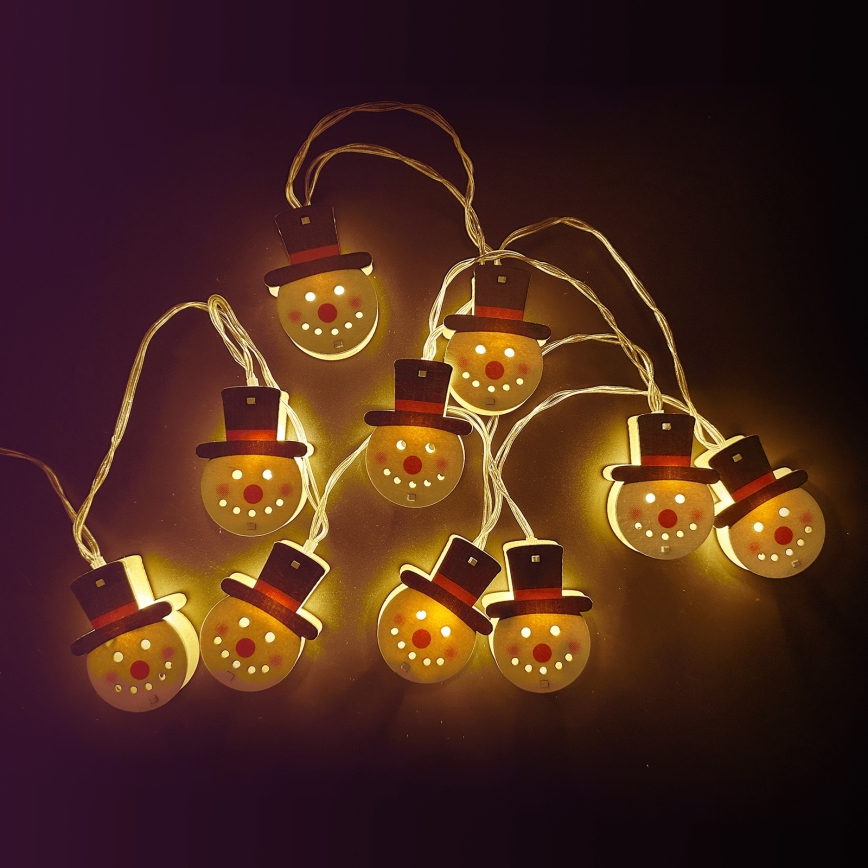 Aigostar - LED  гирлянда 10xLED/3xAA 1,5m топла бяла снежен човек