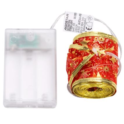 Aigostar - LED гирлянда 50xLED/3xAA 5m топла бяла червена