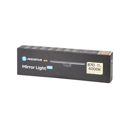 Aigostar - LED Лампа за огледало в баня LED/8W/230V 4000K 40 см IP44 черен
