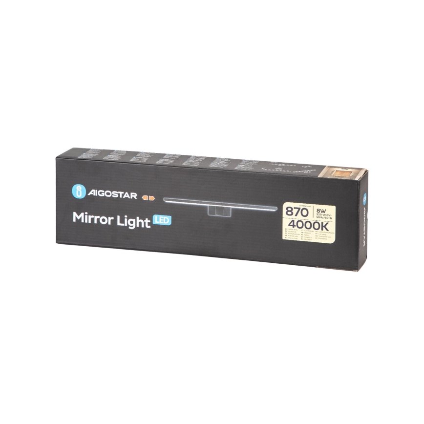 Aigostar - LED Лампа за огледало в баня LED/8W/230V 4000K 40 см IP44 черен