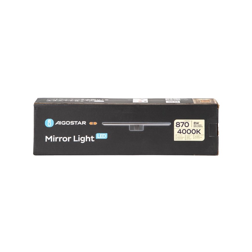 Aigostar - LED Лампа за огледало в баня LED/8W/230V 4000K 40 см IP44 черен