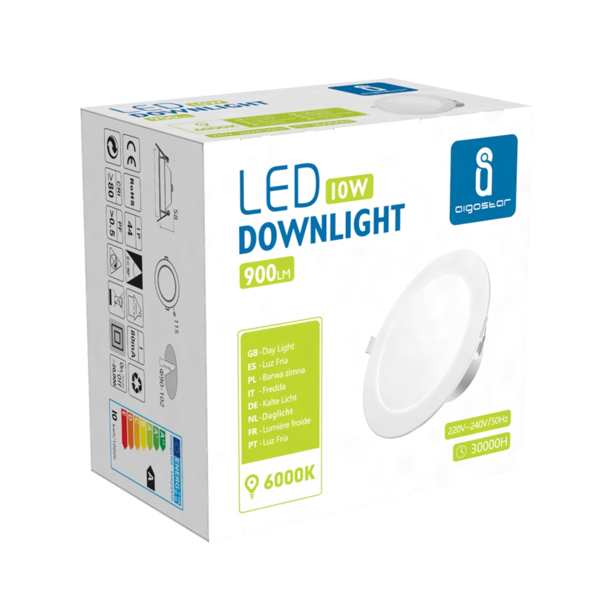 Aigostar - LED Лампа за вграждане в баня LED/10W/230V 6000K IP44 Ø 11,5 см бял