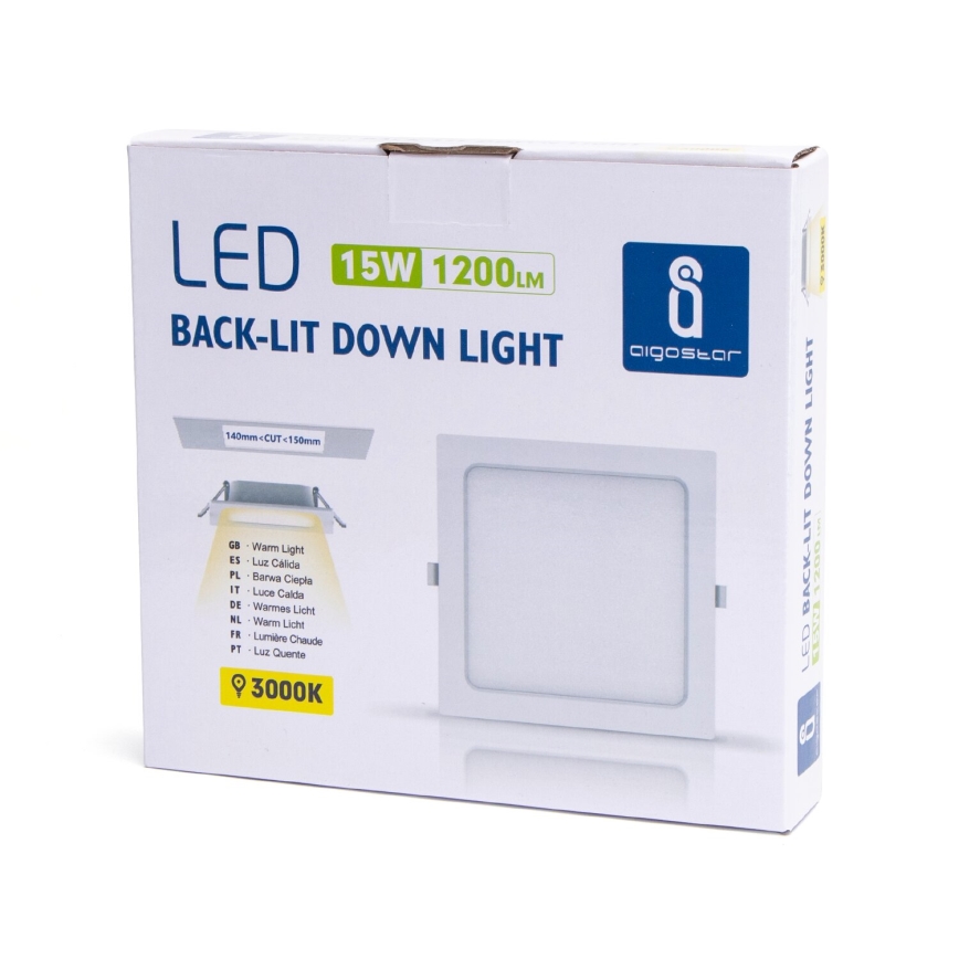 Aigostar - LED Лампа за окачен таван LED/15W/230V 17,5x17,5 см 3000K бял