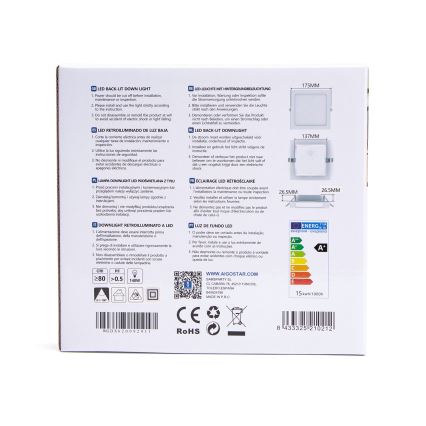 Aigostar - LED Лампа за окачен таван LED/15W/230V 17,5x17,5 см 3000K бял