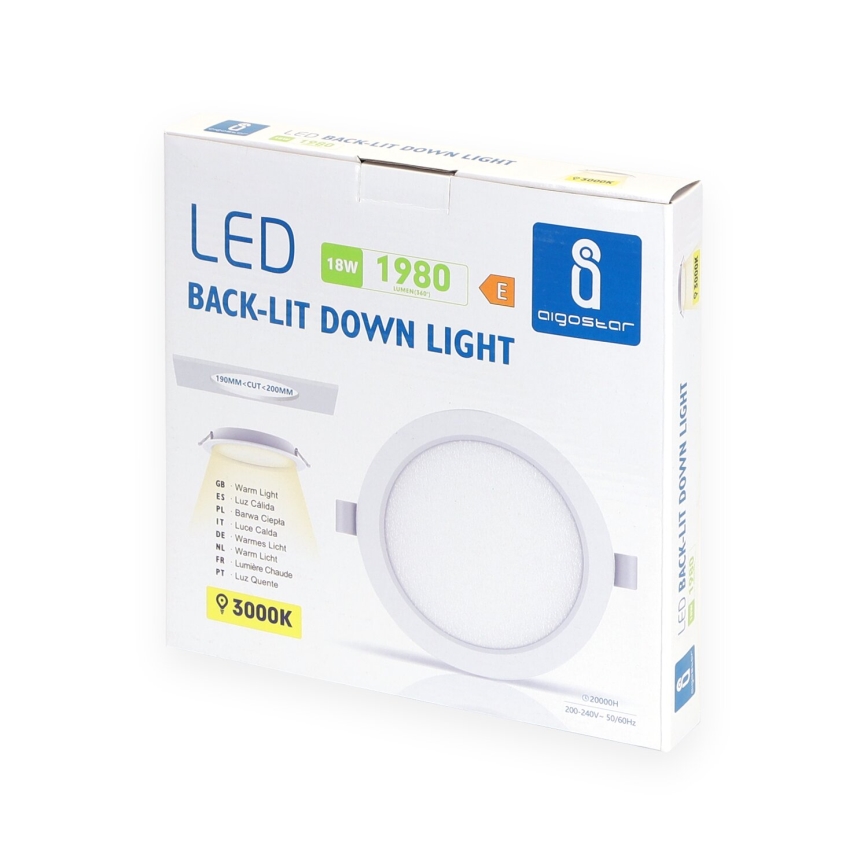 Aigostar - LED Лампа за окачен таван LED/18W/230V 3000K Ø 27,5 см бял
