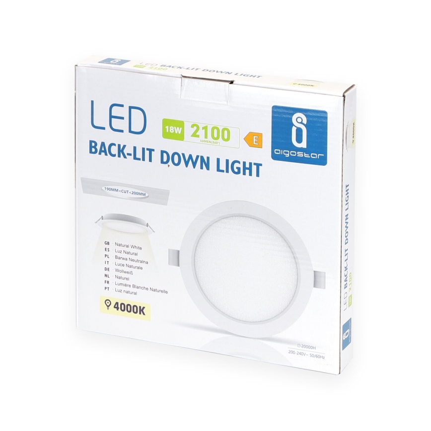 Aigostar - LED Лампа за окачен таван LED/18W/230V 4000K Ø 22 см бял