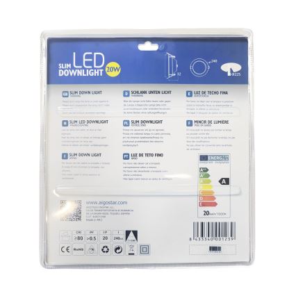 Aigostar - LED Лампа за окачен таван ULTRATHIN LED/20W/230V 3000K матов хром