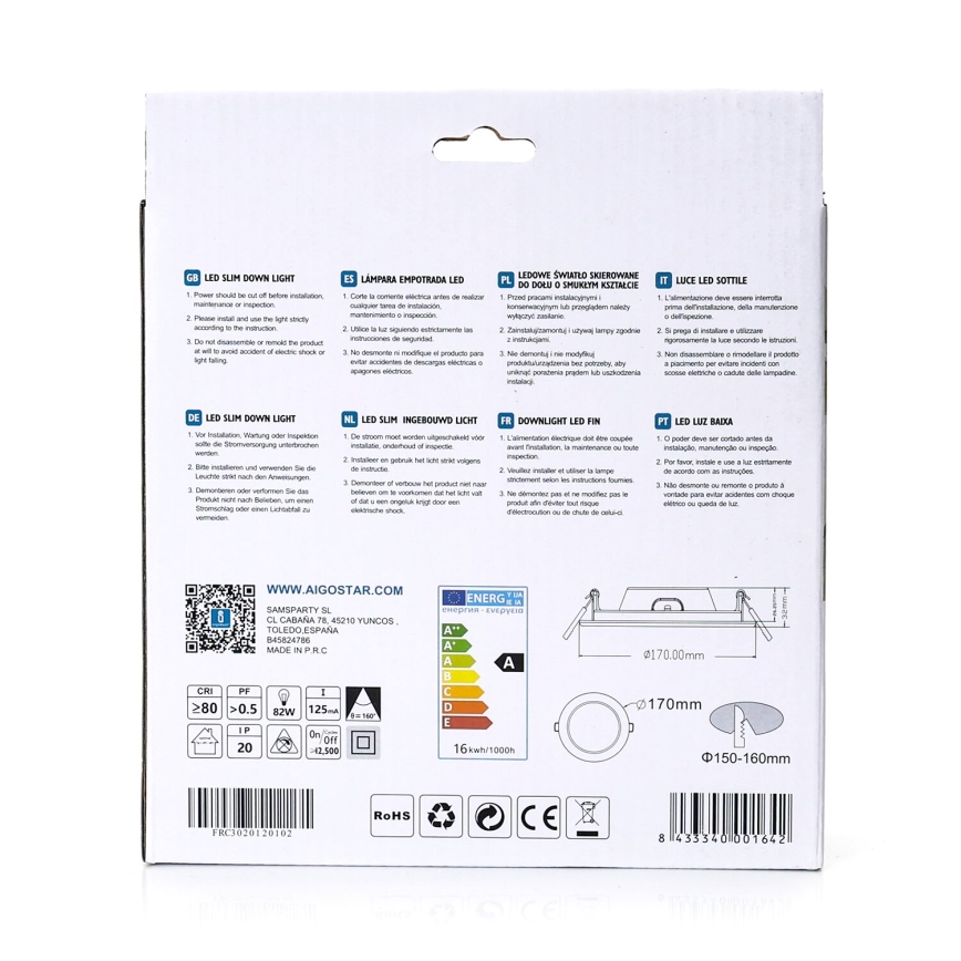 Aigostar - LED Лампа за окачен таван ULTRATHIN LED/16W/230V 6000K бял