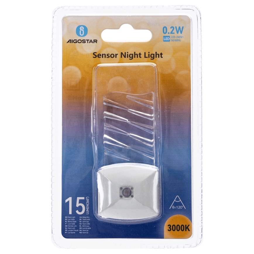 Aigostar - LED Нощна лампа със сензор за здрач LED/0,2W/230V 3000K
