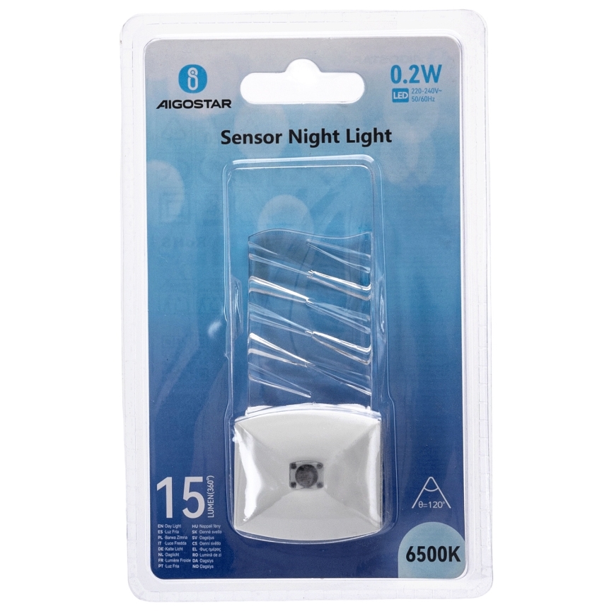 Aigostar - LED Нощна лампа със сензор за здрач LED/0,2W/230V 6500K