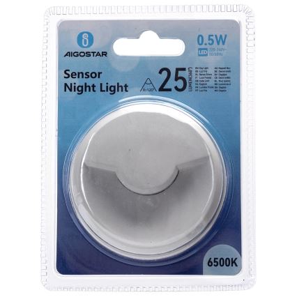 Aigostar - LED Нощна лампа със сензор за здрач LED/0,5W/230V 6500K