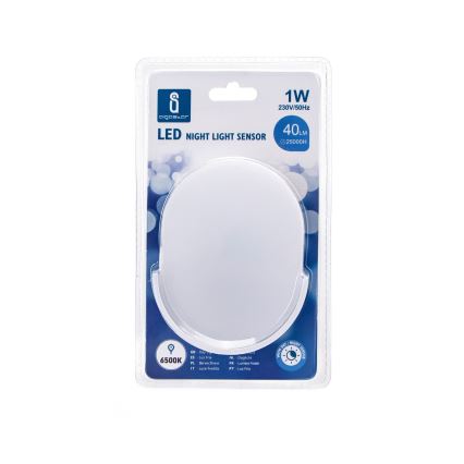 Aigostar - LED Нощна лампа със сензор LED/1W/230V 6500K овален