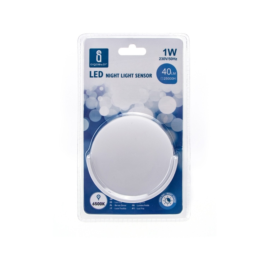 Aigostar - LED Нощна лампа със сензор за здрач LED/1W/230V 6500K кръгла