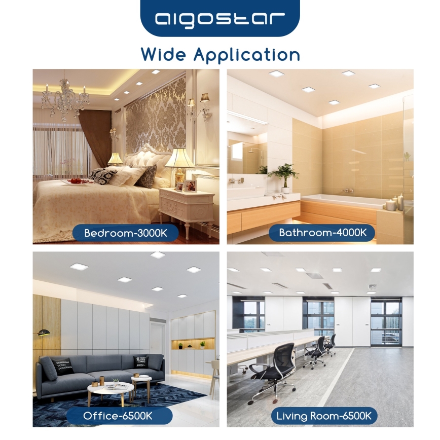 Aigostar - LED осветително тяло за окачен таван LED/6W/230V 6500K 12x12 см бяло