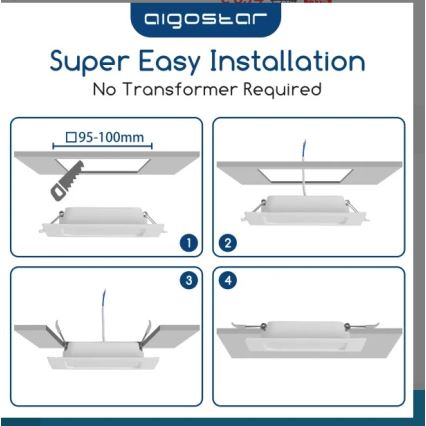 Aigostar - LED осветително тяло за окачен таван LED/6W/230V 6500K 12x12 см бяло