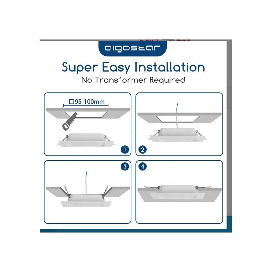 Aigostar - LED осветително тяло за окачен таван LED/6W/230V 6500K 12x12 см бяло