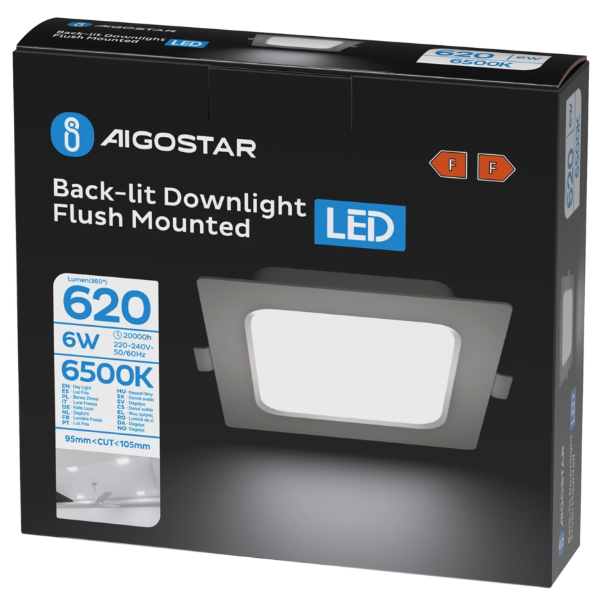 Aigostar - LED осветително тяло за окачен таван LED/6W/230V 6500K 12x12 см бяло