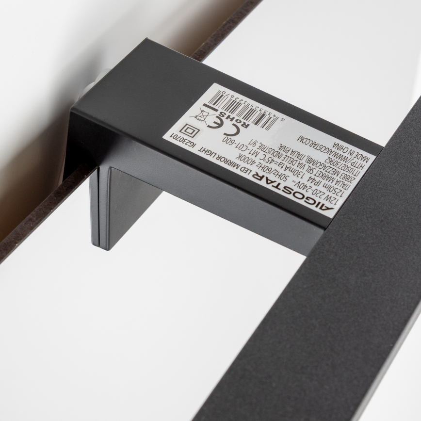 Aigostar - LED осветление за огледало за баня, 12W/230V, 4000K (неутрална бяла), 60 cm, IP44, черно