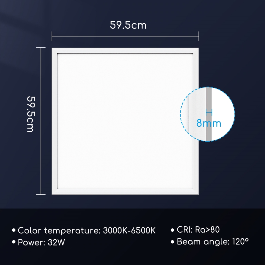Aigostar - LED регулируем панел за вграждане 32W/230V Wi-Fi 60x60 см