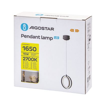 Aigostar - LED Пендел LED/15W/230V 2700K черен