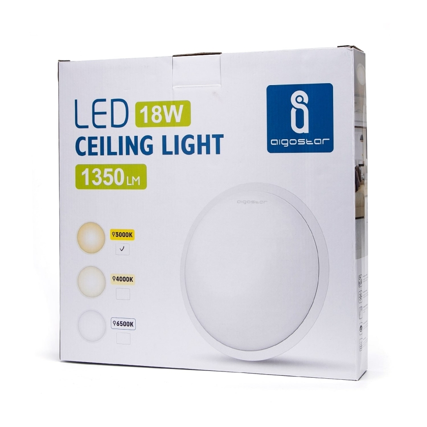 Aigostar - LED Плафон LED/18W/230V 3000K бял