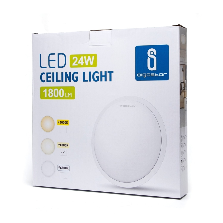 Aigostar - LED Плафон LED/24W/230V 4000K бял