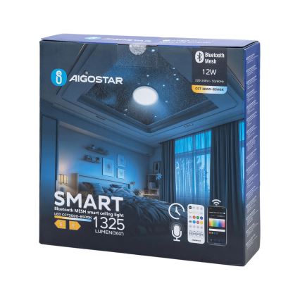 Aigostar - LED Димируем плафон за баня MESH Интелигентен LED/12W/230V 3000-6500K IP44 + дистанционно управление