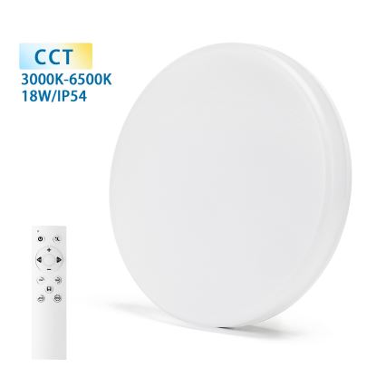 Aigostar - LED Димируем плафон за баня LED/18W/230V 3000-6000K IP54 + дистанционно управление