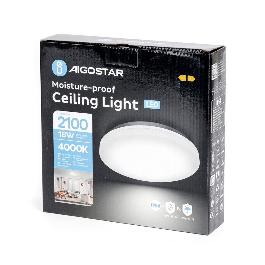 Aigostar - LED Плафон за баня LED/18W/230V 4000K IP54
