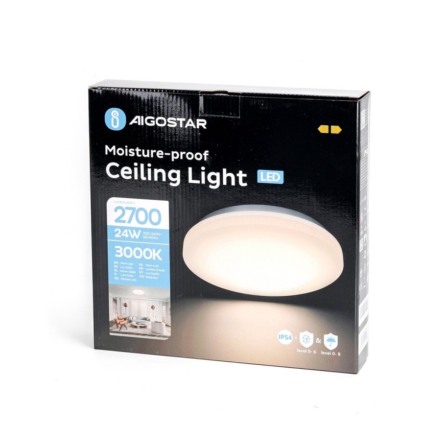 Aigostar - LED Плафон за баня LED/24W/230V 3000K IP54