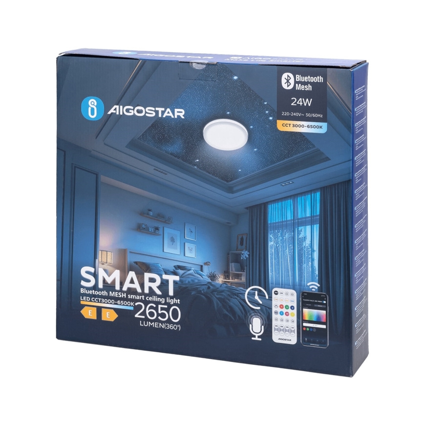 Aigostar - LED Димируем плафон за баня MESH Интелигентен LED/24W/230V 3000-6500K IP44 + дистанционно управление
