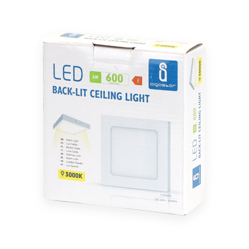 Aigostar - LED Плафон за повърхностен монтаж LED/6W/230V 12,2x12,2 см 3000K бял