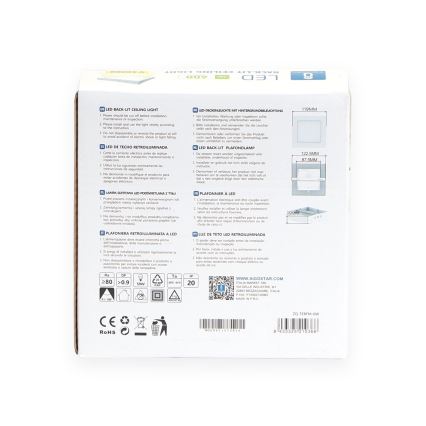 Aigostar - LED Плафон за повърхностен монтаж LED/6W/230V 12,2x12,2 см 3000K бял