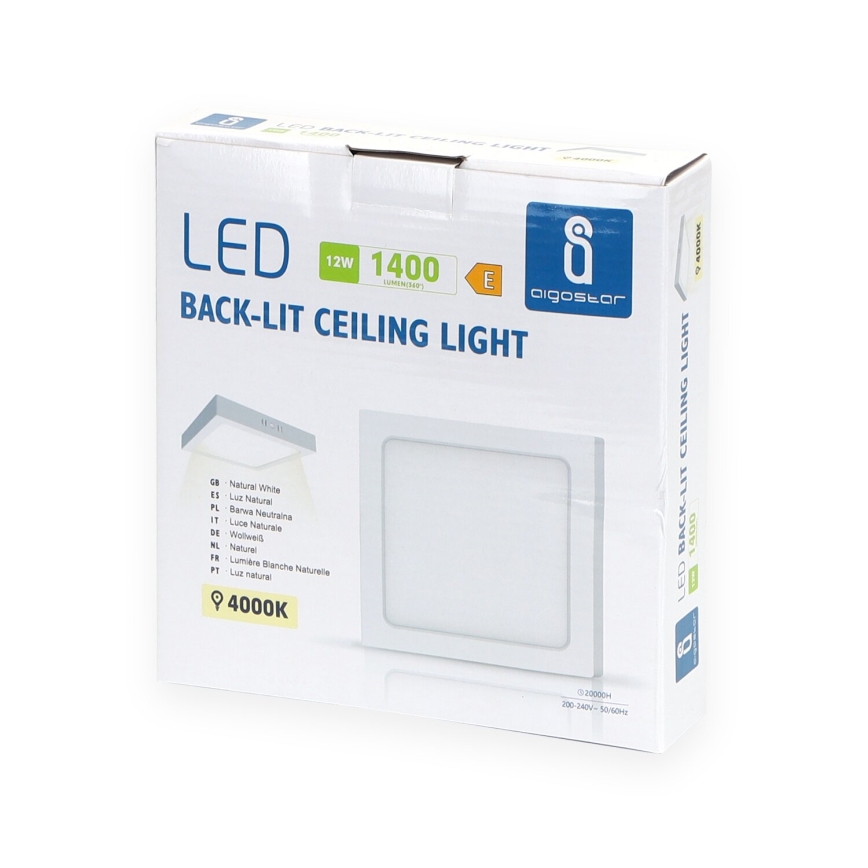 Aigostar - LED Плафониера LED/12W/230V 17,3x17,3 см 4000K бял